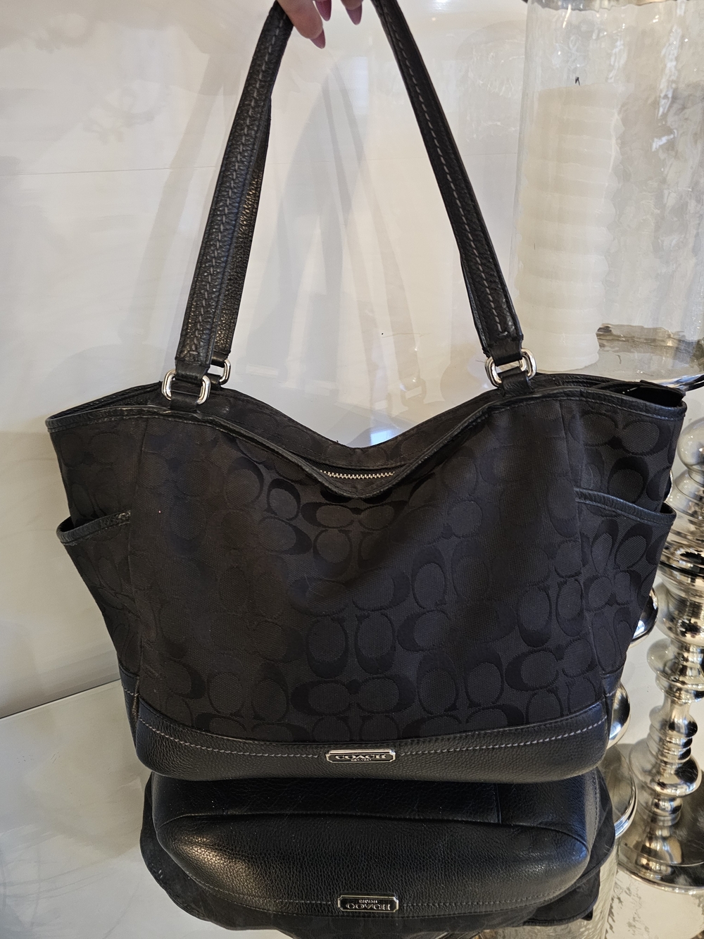 COACH Park Signature Black Tote Bag